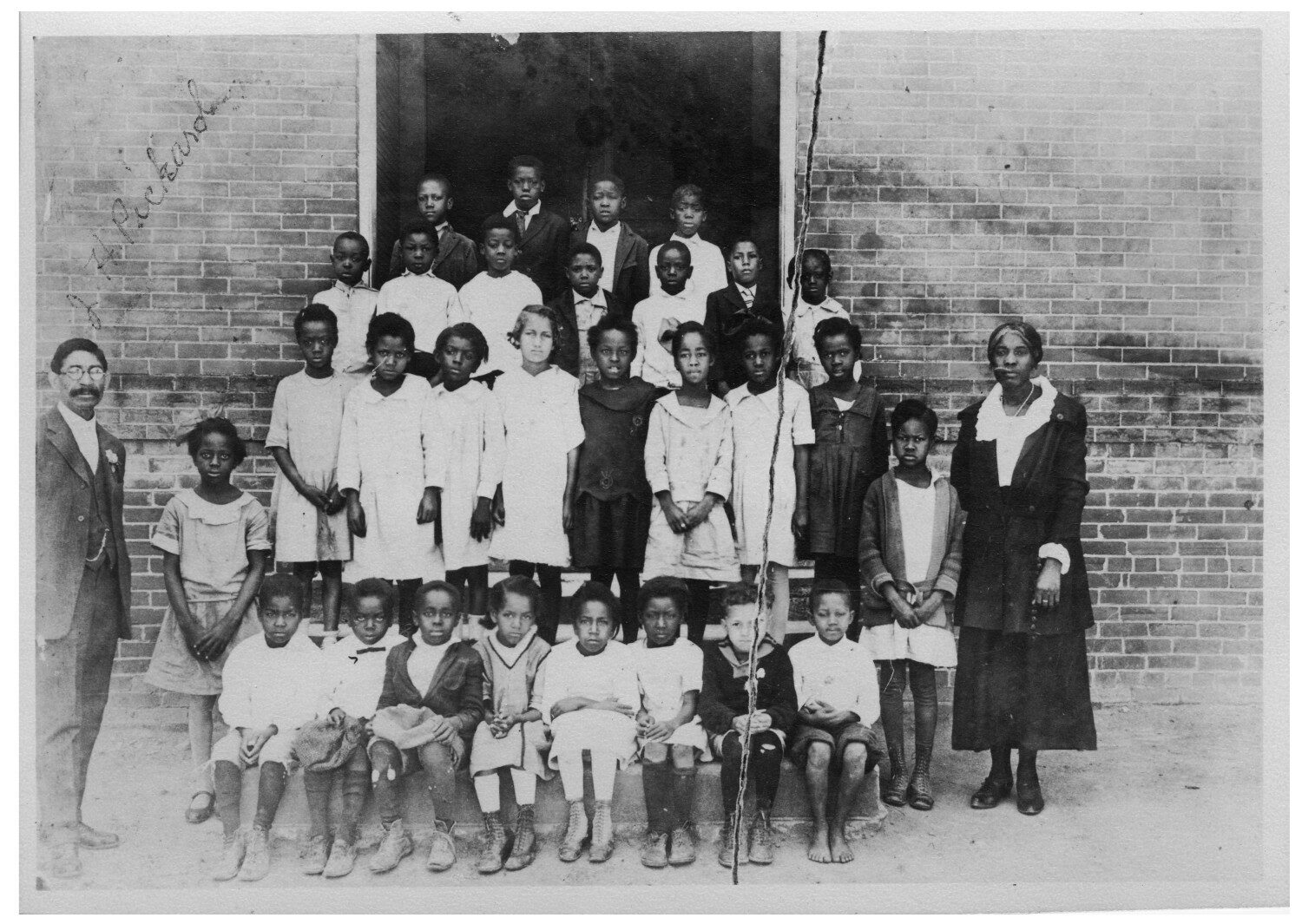 c. 1925 Gregorytown School Class Photo Black and white class photo of African American students in 1920s period dress.